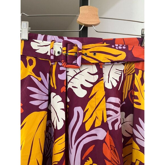 NWT Worthington Maxi Skirt Palm Leaf Parrot Purple Orange Gold Long Skirt - Picture 4 of 11